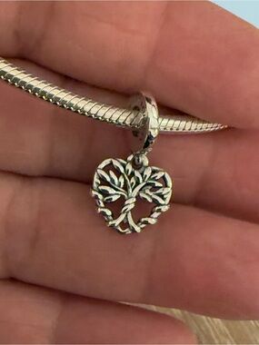 Silver Tree of Life Heart Charm Pendant - Women